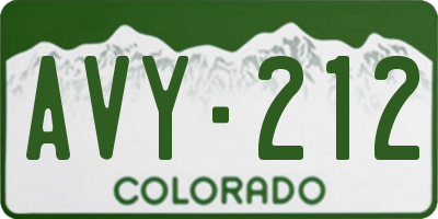 CO license plate AVY212