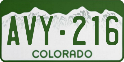 CO license plate AVY216