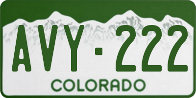 CO license plate AVY222