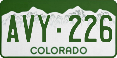 CO license plate AVY226