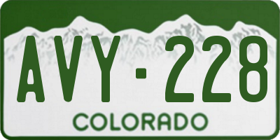 CO license plate AVY228