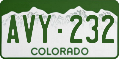 CO license plate AVY232