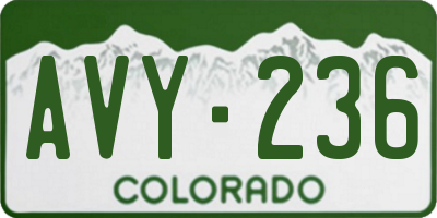 CO license plate AVY236