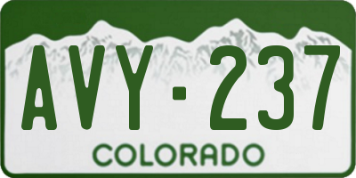 CO license plate AVY237