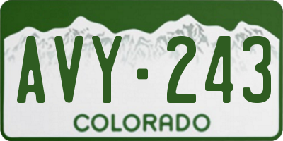 CO license plate AVY243