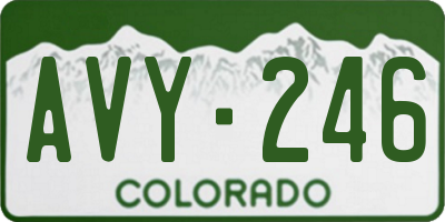 CO license plate AVY246