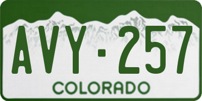 CO license plate AVY257