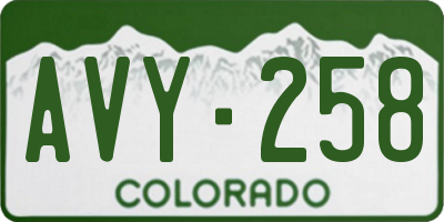 CO license plate AVY258