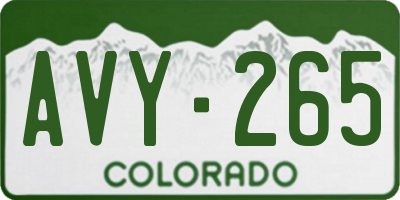 CO license plate AVY265