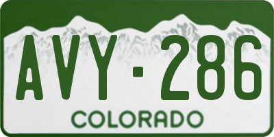 CO license plate AVY286