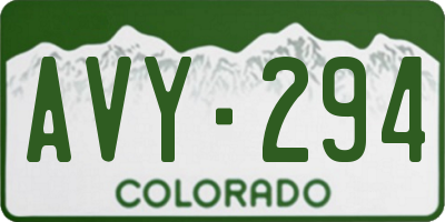 CO license plate AVY294