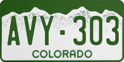 CO license plate AVY303