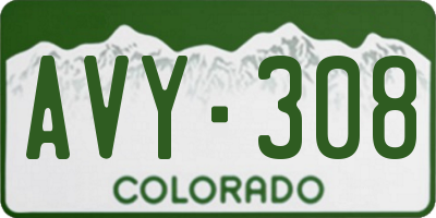 CO license plate AVY308