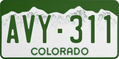 CO license plate AVY311
