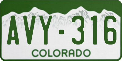 CO license plate AVY316
