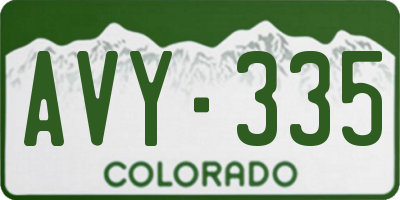 CO license plate AVY335