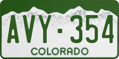 CO license plate AVY354