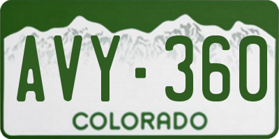 CO license plate AVY360
