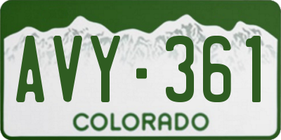 CO license plate AVY361