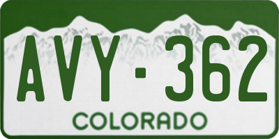CO license plate AVY362