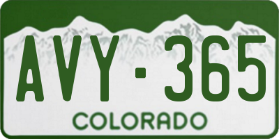 CO license plate AVY365