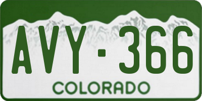 CO license plate AVY366