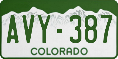 CO license plate AVY387