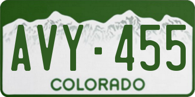 CO license plate AVY455