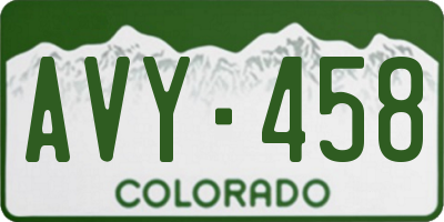 CO license plate AVY458