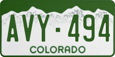 CO license plate AVY494