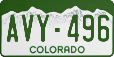 CO license plate AVY496