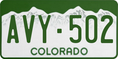 CO license plate AVY502