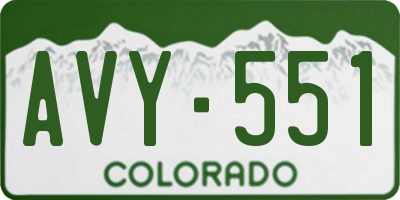 CO license plate AVY551