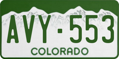 CO license plate AVY553