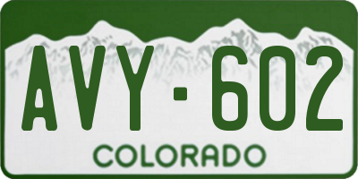 CO license plate AVY602