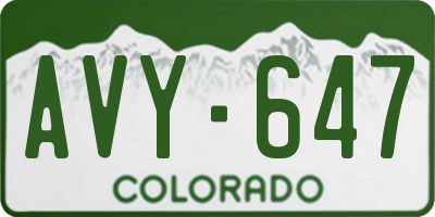 CO license plate AVY647