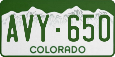 CO license plate AVY650
