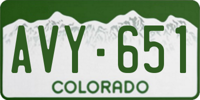 CO license plate AVY651