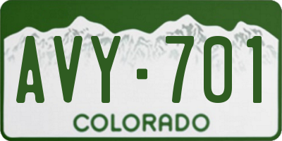 CO license plate AVY701