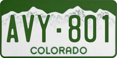 CO license plate AVY801