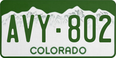 CO license plate AVY802