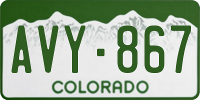 CO license plate AVY867