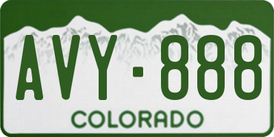 CO license plate AVY888