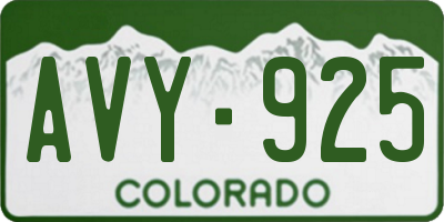 CO license plate AVY925