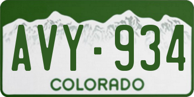 CO license plate AVY934