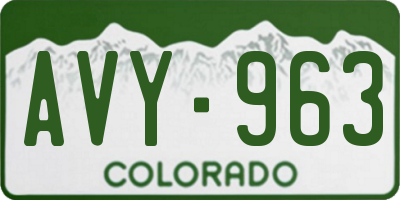 CO license plate AVY963