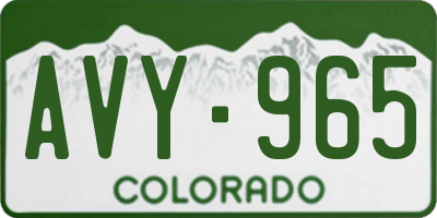 CO license plate AVY965