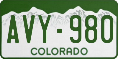CO license plate AVY980