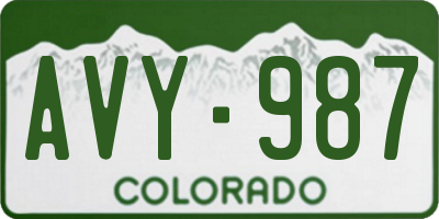 CO license plate AVY987