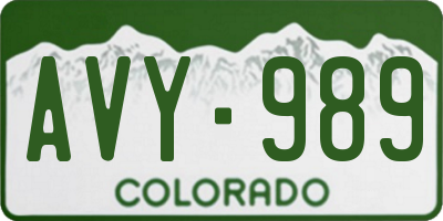CO license plate AVY989